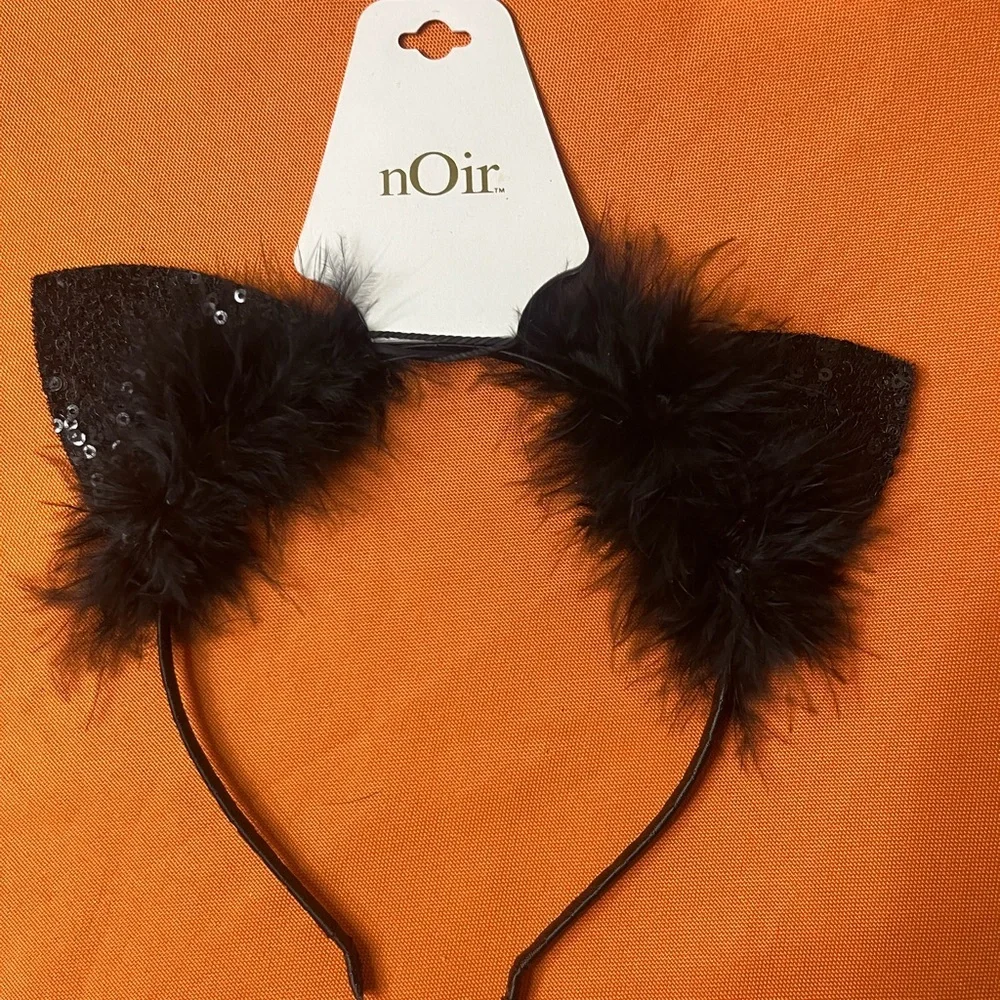 6/$25 nOir Jewelry Black Cat Ears Headband - Picture 2 of 11